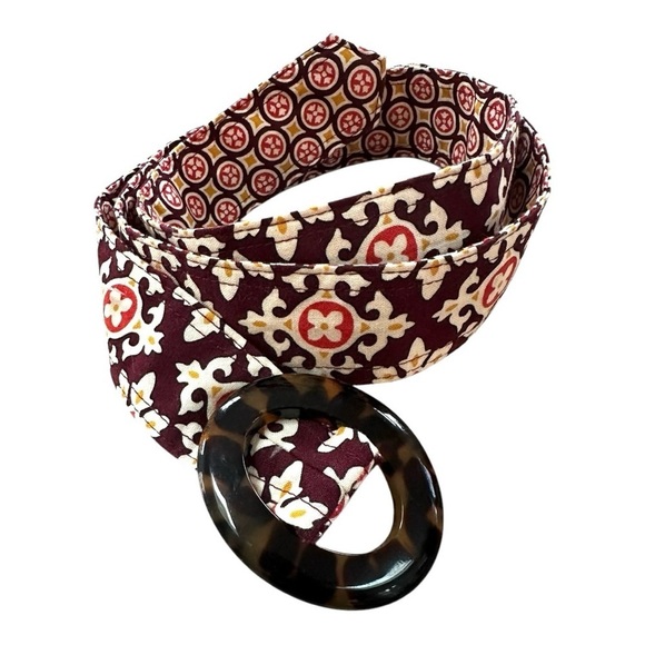 Vera Bradley Medallion Reversible Tortoise Shell Belt Brown Red Gold Lar… - Picture 2 of 11